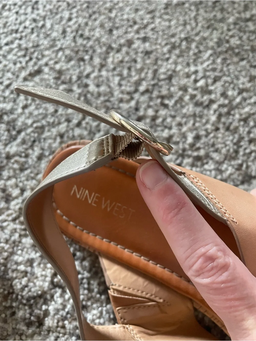 Nine West Tan Cross-Strap Wedge Sandals-Angie